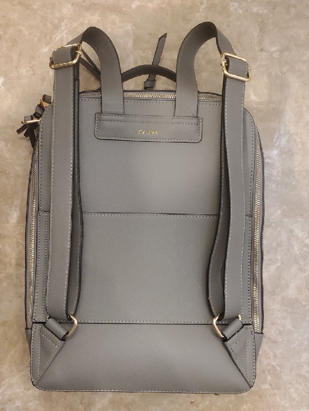 Calpak Kaya Gray Laptop Backpack with Gold Hardware - Picture 2 of 11